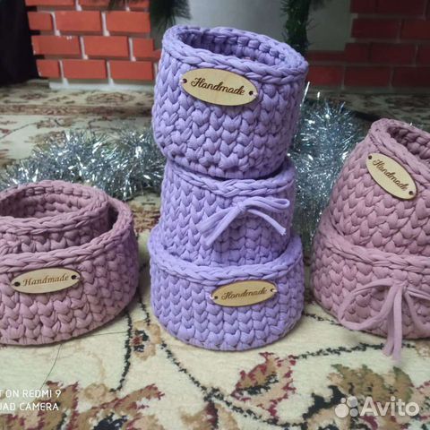 Корзиночки из трикотажной пряжи