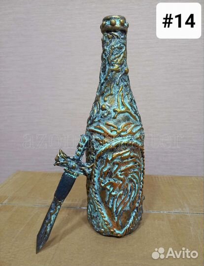 Декор бутылки подарок Лев и меч