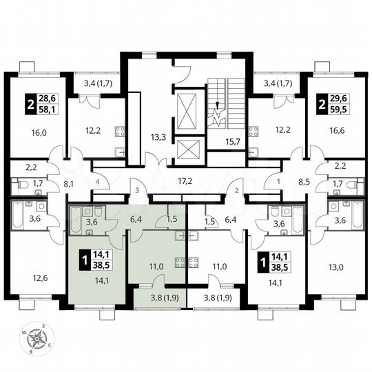 1-к. квартира, 38,5 м², 12/22 эт.