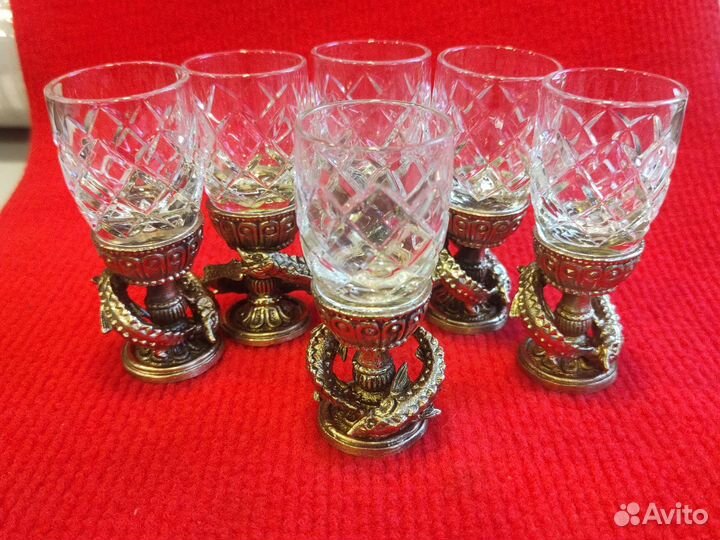 Хрустальные рюмки Осётр, 6шт