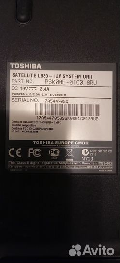 Ноутбук toshiba satellite L630
