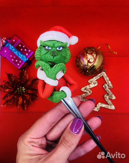 Новогодняя ложка с декором Гринч