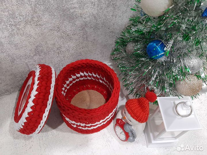 Шкатулка из трикотажной пряжи ручная работа