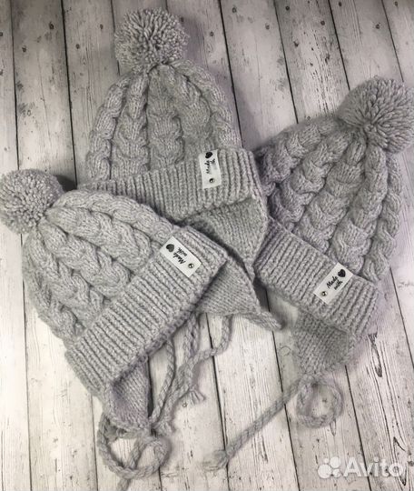 Детская шапка с помпоном, зимняя шапка