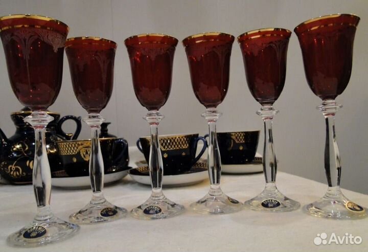 Bohemia Чехия. Винтажные бокалы 60-70 г
