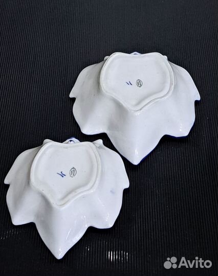 Вазочки конфетницы Листок, фарфор, Гжель