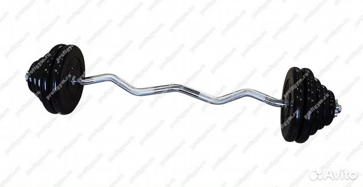 Штанга W-образная, 62.5кг, обрезиненные диски &qu