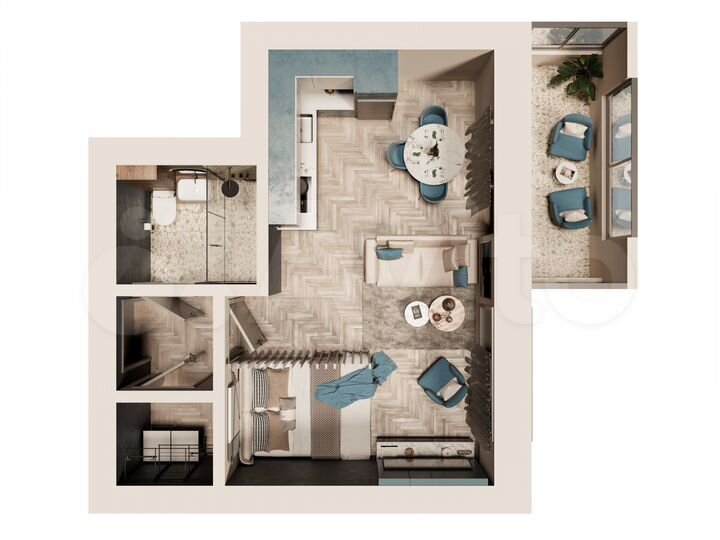 Квартира-студия, 27,1 м², 1/9 эт.