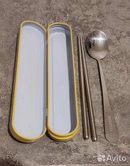 Столовый набор ложка, палочки Miniso Hi chick GuGu