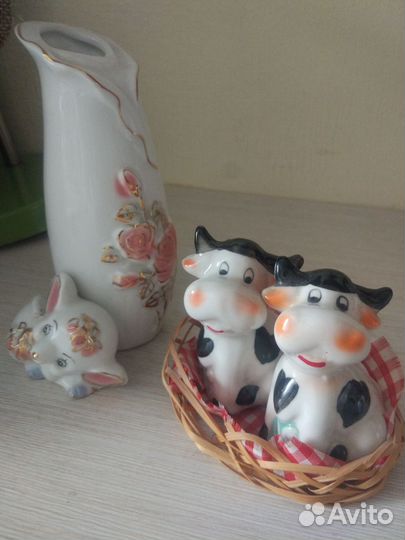 Солонка и перечница, Вазочка Слоник, Фарфор