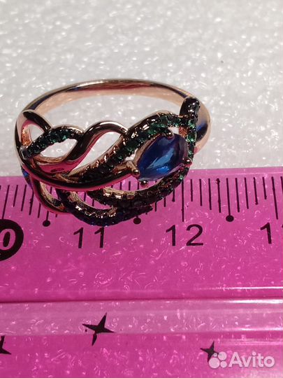 Золотой Комплект с Изумрудом и Сапфирами 18 р