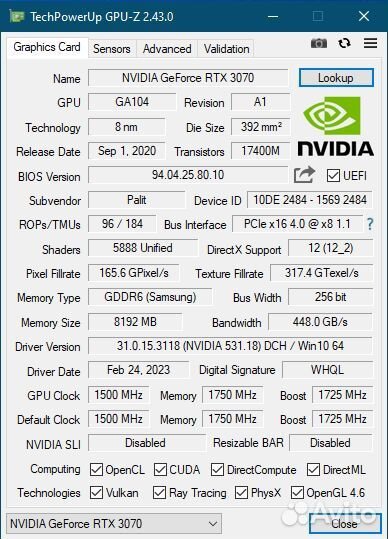 Видеокарта Palit RTX 3070 JetStream