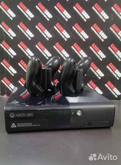 Xbox 360 Slim E 250Gb +2 геймпада, (Б/У)