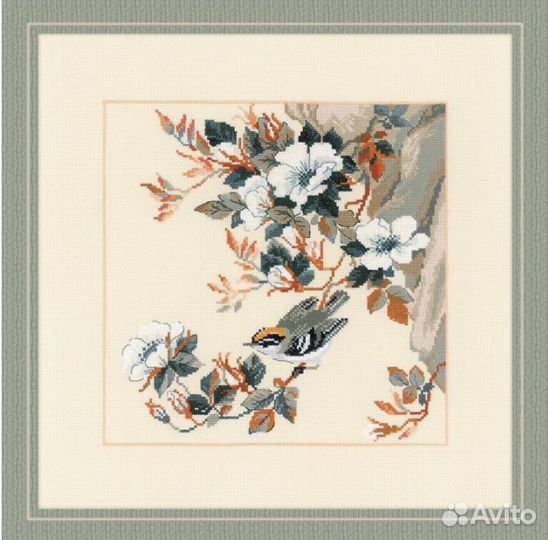Риолис 1573 Цветочная ветка птица Новый Комплект
