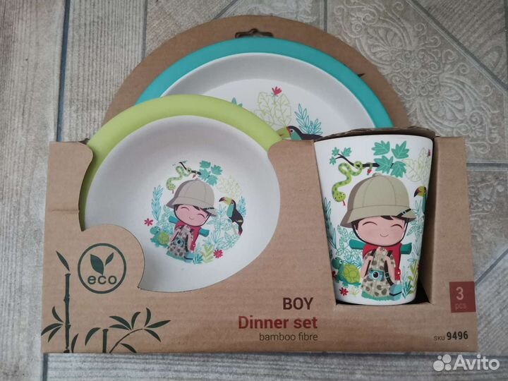 Набор детской посуды из бамбука
