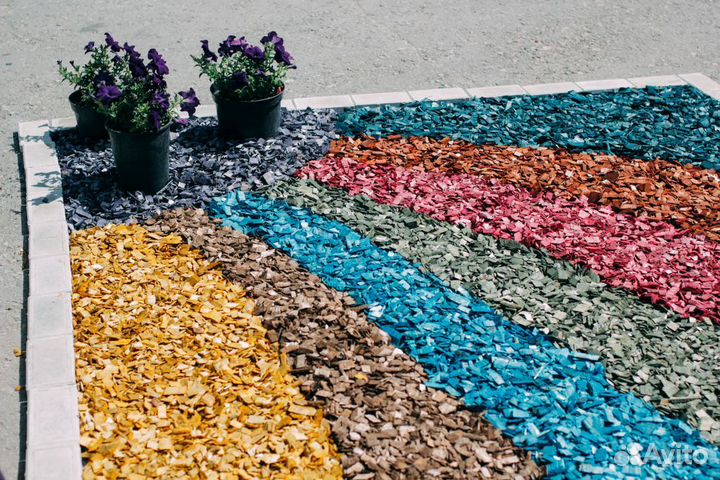 Щепа декоративная цветная мешки 60 литров