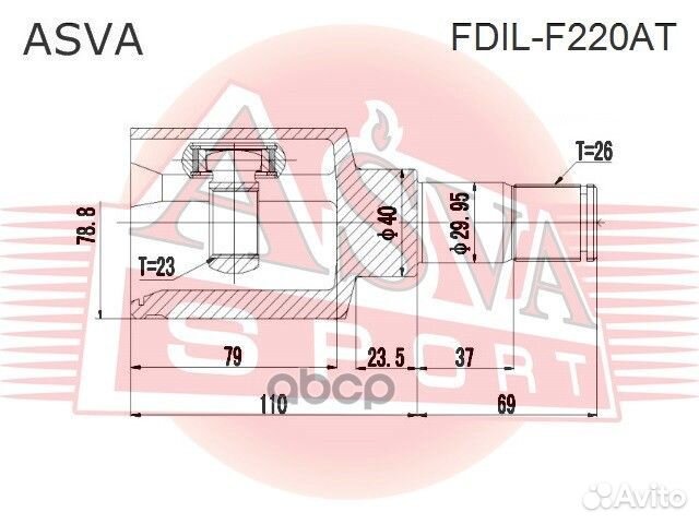 ШРУС внутренний левый 23x40x26 fdil-F220AT asva