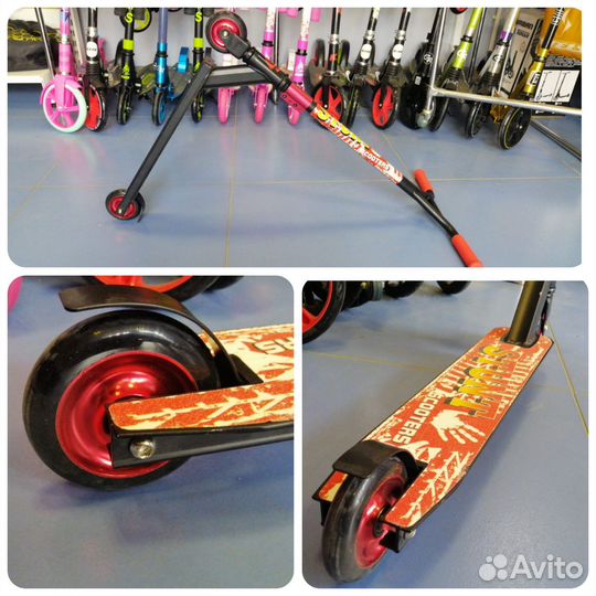 Самокат трюковый ZA-104 Stunt 110мм красный