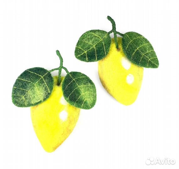 Лимоны на веточке. Брошка из шерсти