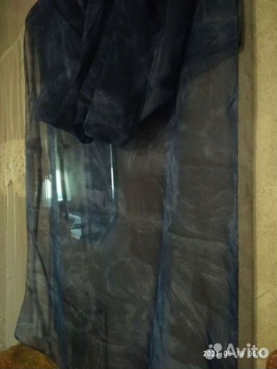 Парео,шифон синий