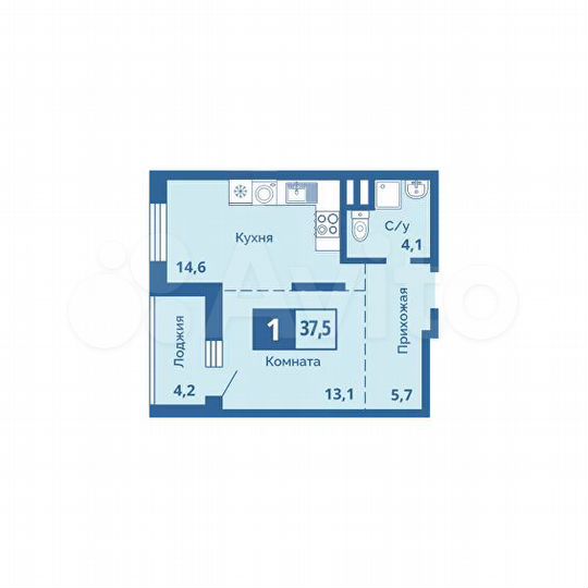 1-к. квартира, 37,5 м², 2/15 эт.