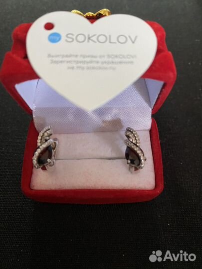 Серьги серебро sokolov