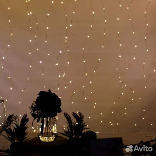 Гирлянда, тонкая нить, Usb, холодный белый (White)