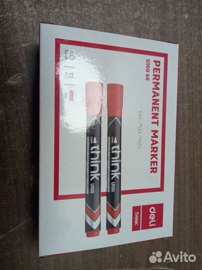 Маркер перманентный Deli EU10140 Think красный