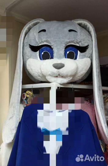 Ростовая кукла Зайка Хрумка серый и аксессуары