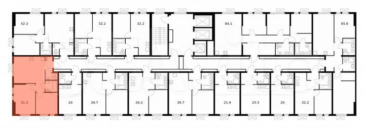 2-к. квартира, 51,3 м², 19/19 эт.