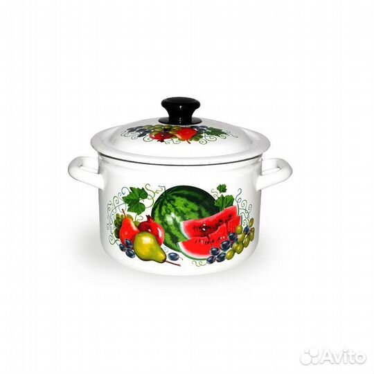 Кастрюля 9,0 л цил.борт Восточные дары белый