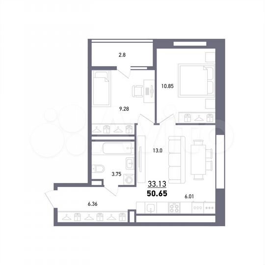3-к. квартира, 50,7 м², 20/27 эт.