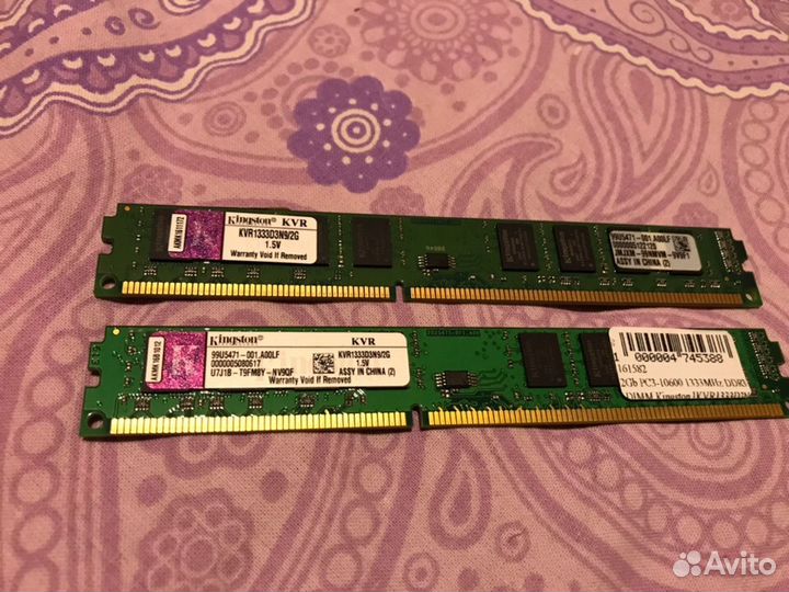 Память DDR3 1333 Kingston 2x2GB двухранговая