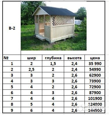 Беседка для дачи деревянная В-2-0