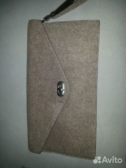 Клатч синий, коричневый, светло-коричневый