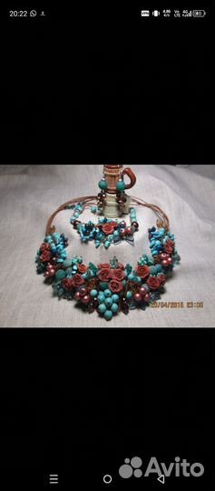 Колье, браслет и сережки из натуральных камней