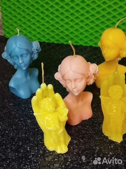 Свечи ручной работы из вощины и формованные