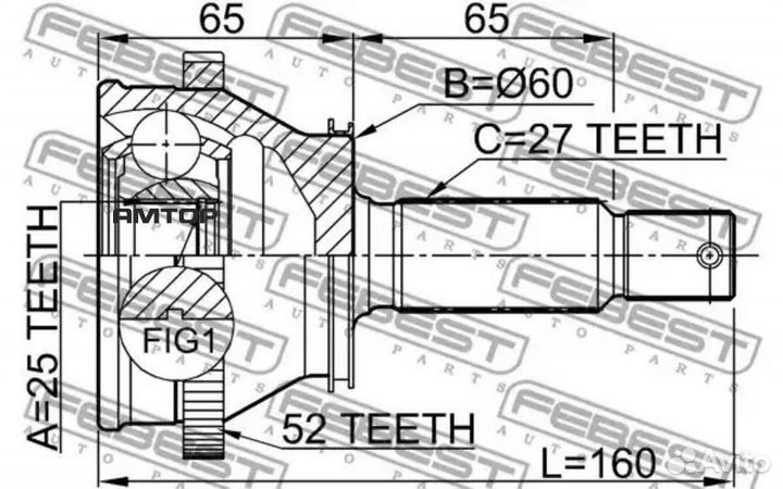 Febest 1210-sfrra52 шрус наружный 25X58.8X27 febes