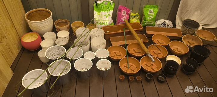 Горшки керамические / Кашпо / Земля / 6 растений