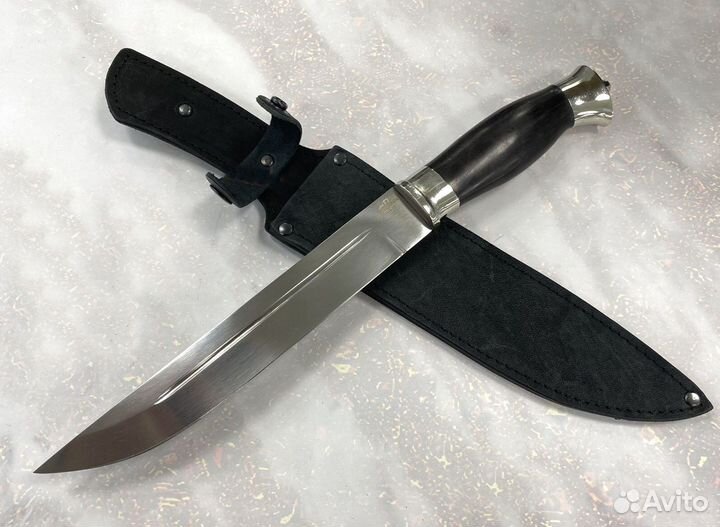 Пластунский нож, кованая Х12мф, граб, мельхиор