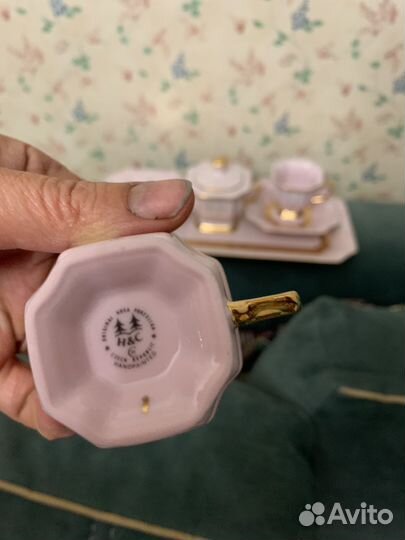 Чайный набор из розового фарфора Чехия