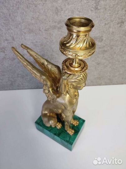 Сфинкс 19 век, бронза позолота, малахит