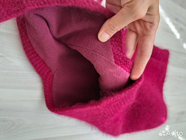 Шапка и капор из пуха норки фуксия