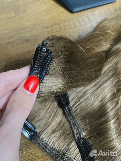 Волосы на заколках натуральные русые