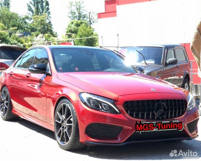 Решетка на Mercedes w205 в стиле GT 63 black + Amg