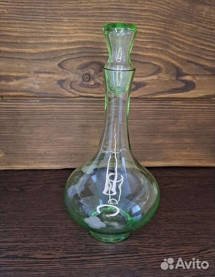 Графин цветное зелёное стекло СССР