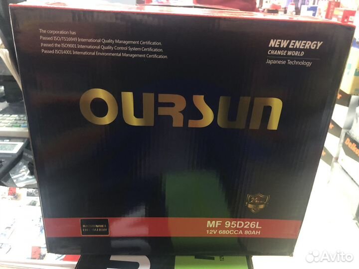 Аккумулятор oursun Asia 80Ач обратная пол.MF95D26L
