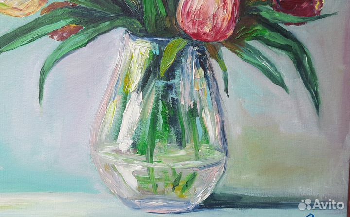 Букет тюльпанов. Весна. Картина маслом 30\40