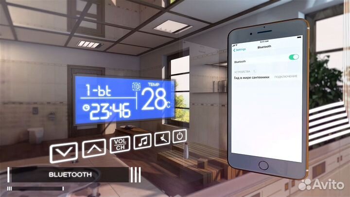 Зеркало в ванную с подсветкой и музыкой Рубина