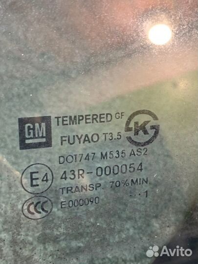 Стекло глухое заднее левое Chevrolet Cruze хэтчбек